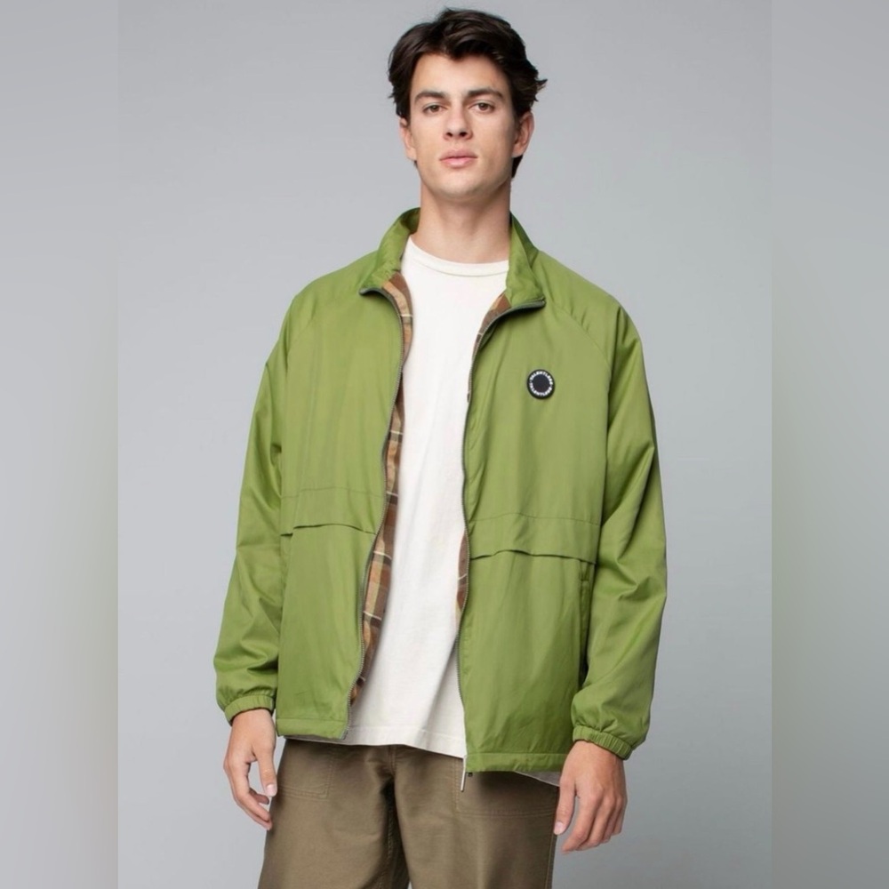 UNISEX Talentless Reversible Windbreaker Jacket Green Brown Plaid Size XL